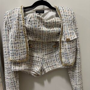 Elegant Tweed 3 piece set- White and Blue